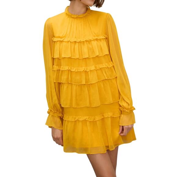 Adam Lippes x RTR Tiered Ruffle Dress in Yellow, Size US 12 - Picture 2 of 7